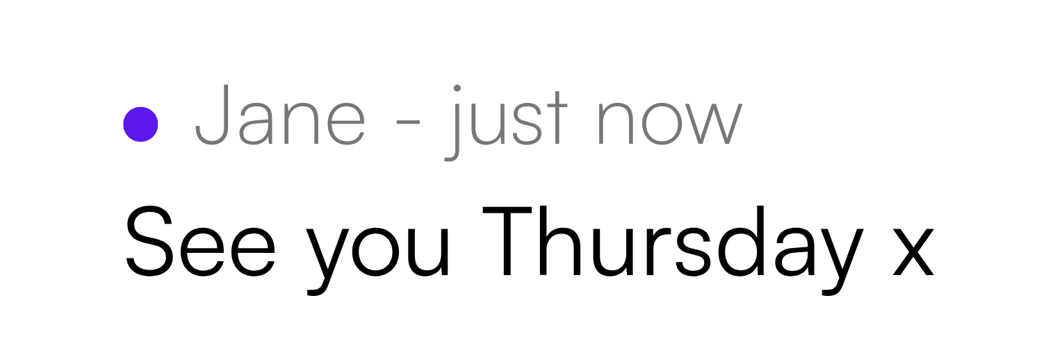 Chat message from Jane: See you Thursday x