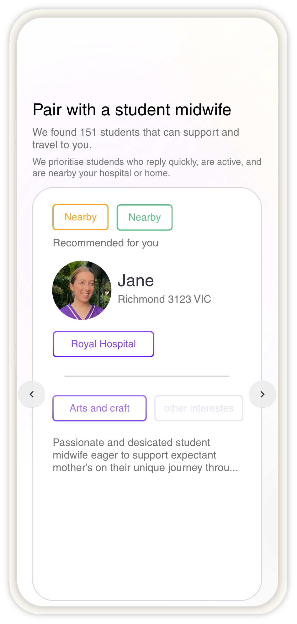 MidwithMe app: Explore student midwives nearby