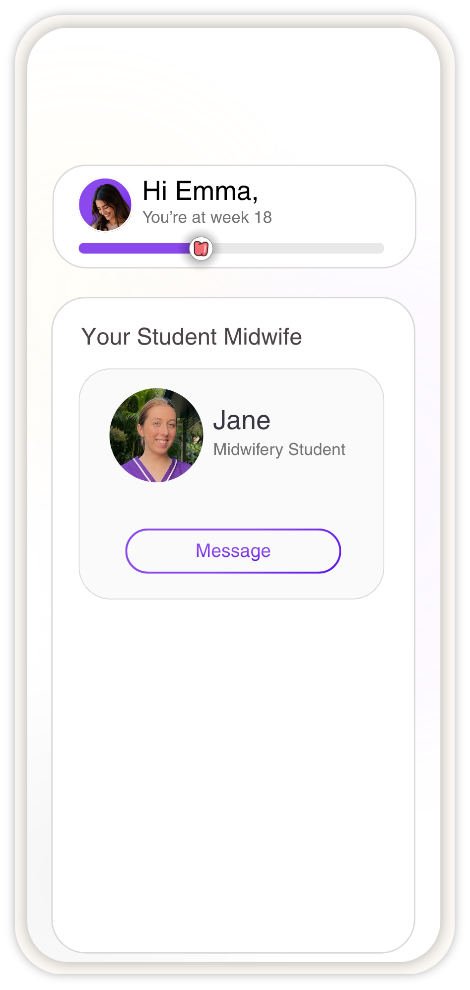 MidwithMe app: Paired with your student midwife