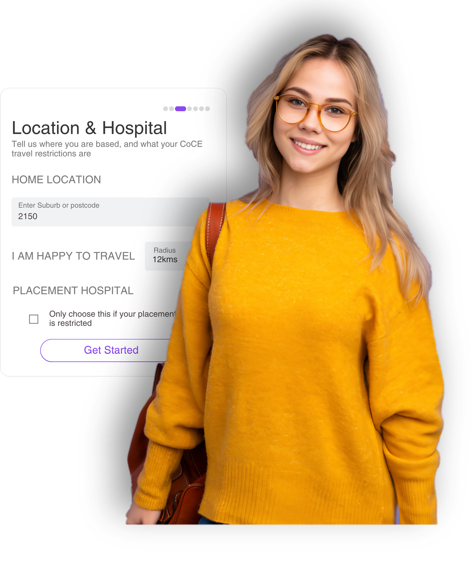 Student midwife with MidwithMe Location & Hospital setup form